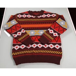 Beaten Path Co Charlie Sweater Mens L  VTG Style Geometric Knit Crewneck Acrylic
